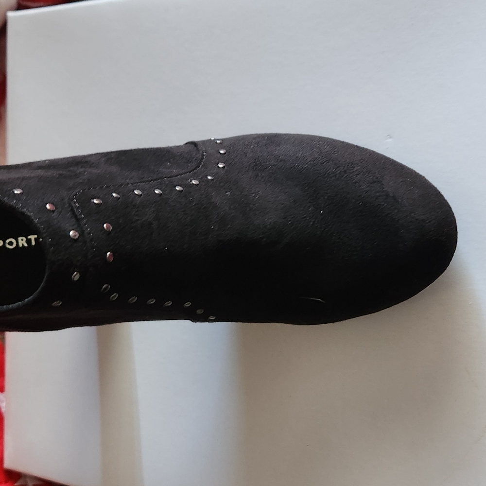 Women's black suede studded booties